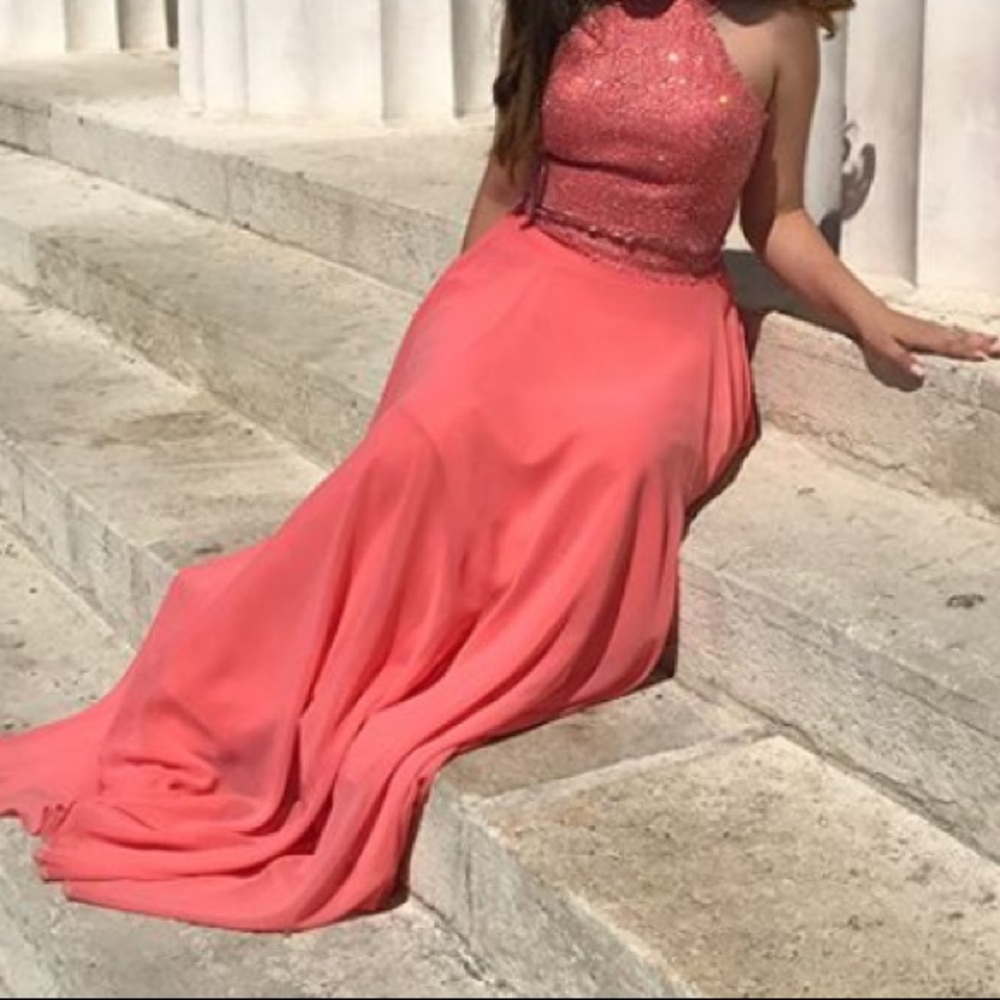 pink two piece prom dress EUROPEAN MADE gown